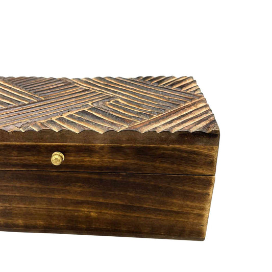 Vintage Deco - Caja Multiusos - 22x12x10cm - Líneas Antiguas - Caja de Madera Vintage - Multiusos