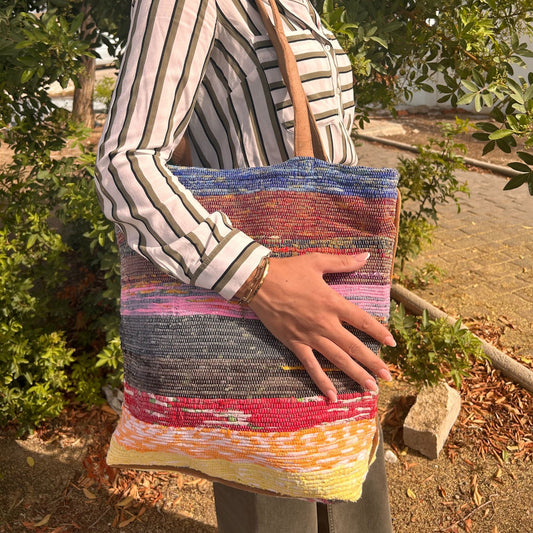 Bolso Grande de Tapetes Reciclados - Tonos Lavanda - Bolsos de Tapetes Reciclados