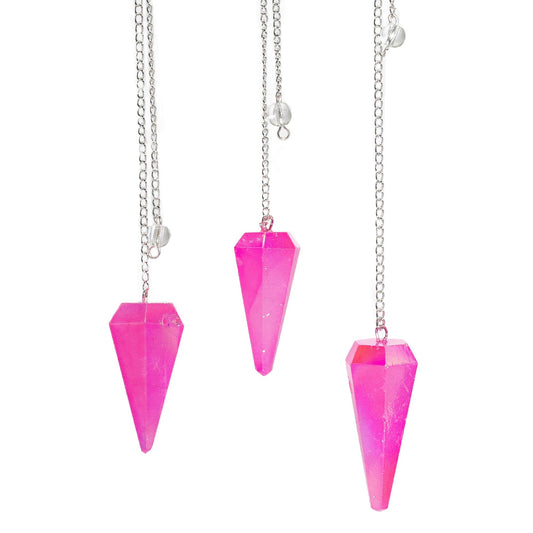 Péndulo de seis caras - Aurora Cristal Rosa - 4 cm - Péndulos Mágicos de Piedras Preciosas