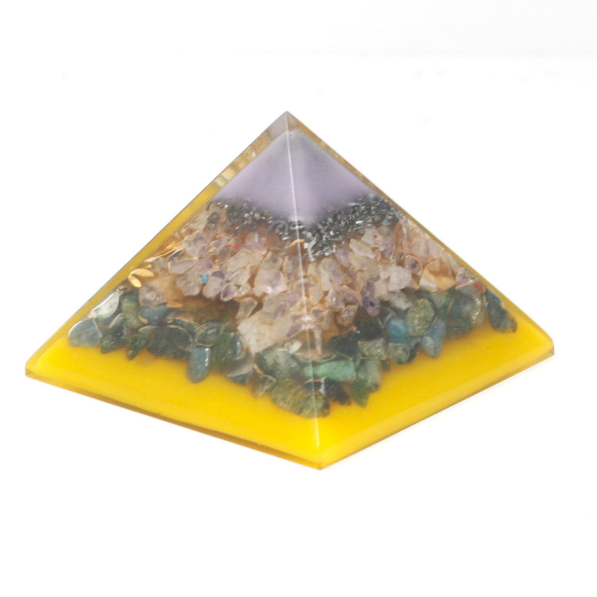 Lrg Pirámide de Orgonita Lrg 70mm - Gemas Chakra 70cm - Árbol(Base Oro)