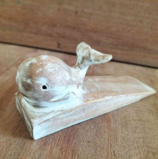 Hand-carved doorstop - Whale