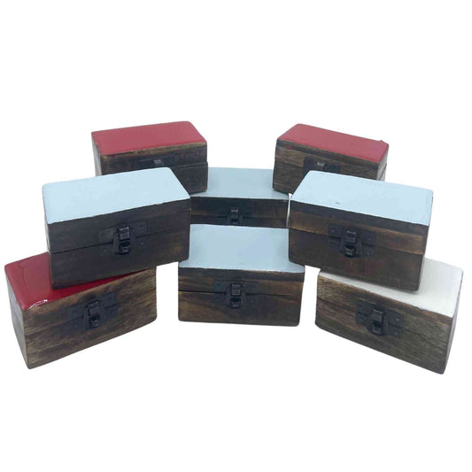 Pilulier en Bois 9x5x4cm - Couleurs Céramiques Solides - Assortiment