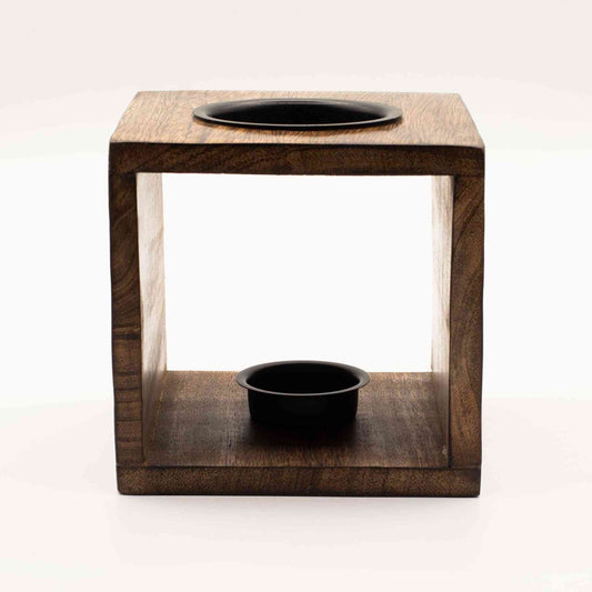 Quemador de aceite de madera de mango cuadrado grande - Pentágono - aromaterapia artesanal decoración hogar | El Bazar de Tiz
