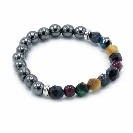 Bracelet en pierres précieuses taillées - Arc-en-ciel magnétique