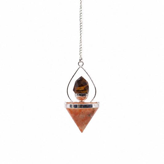 Gemstone Lantern of Life Pendulum - Sunstone & Tigereye - Péndulos Especiales Mágicos
