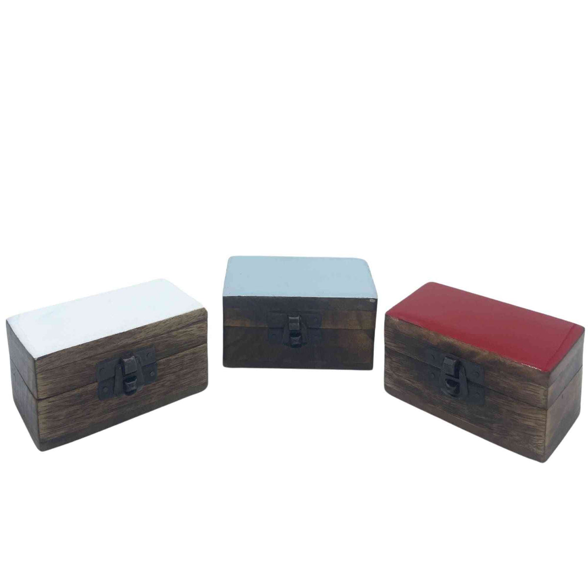 Pilulier en Bois 9x5x4cm - Couleurs Céramiques Solides - Assortiment