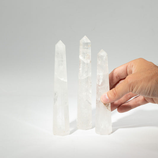 puntas de obelisco de seis caras de piedra preciosa, aprox. 17 cm - cristal de roca