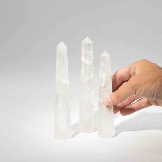 puntas de obelisco de seis caras de piedra preciosa, aprox. 17 cm - cristal de roca