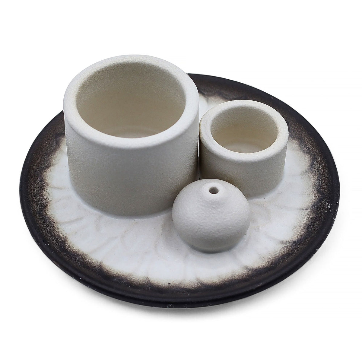 Soporte cerámico para Palo Santo e Incienso - Mandala - Blanco y Gris - Soporte cerámico para Palo Santo e Incienso | El Baza