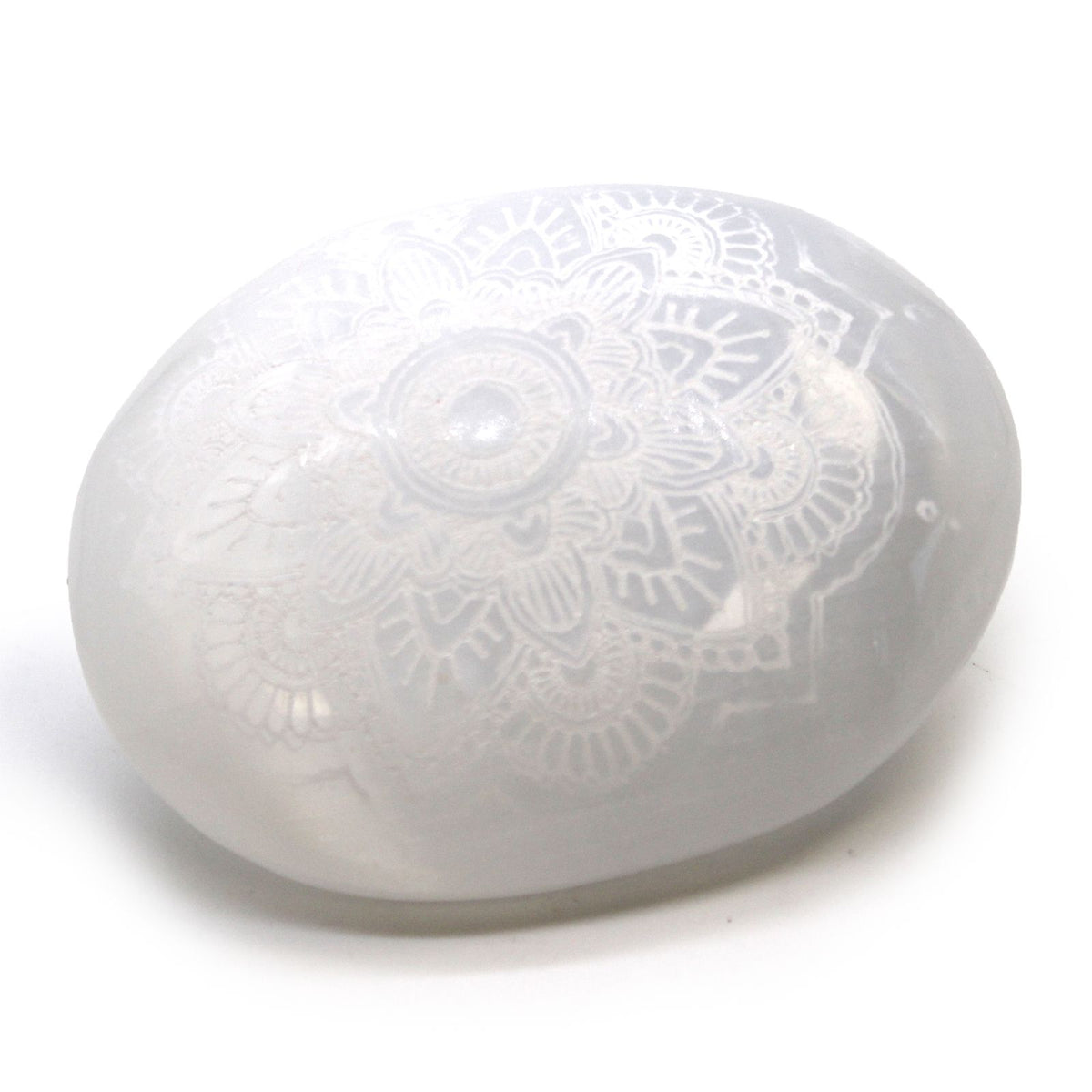 Piedra de palma de selenita - Mandala grabada