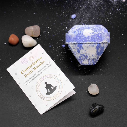 Bomba de Baño de Piedras Preciosas - Blanca y Azul - Bombas de Baño con Piedras Preciosas