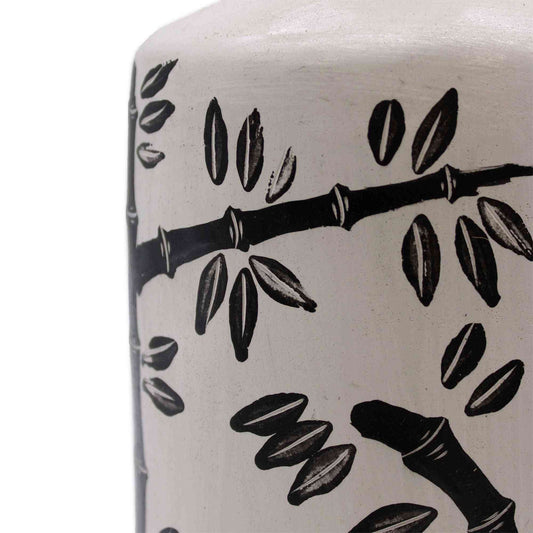 Jarrón de Cerámica Retro con Motivo de Bambú - Natural - bambú boho cerámica | El Bazar de Tizar