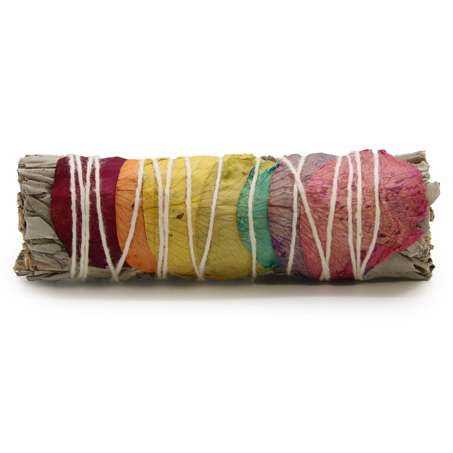 Atado de Hierba - 7 Chakras Salvia de Pétalos de Rosa 10 cm - Atados de Smudge – Envuelto individualmente