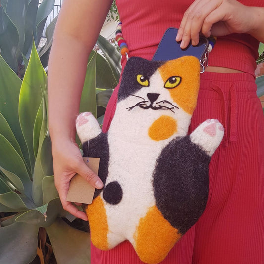 Whitney la bolsa de fieltro del gato plano | Bolsos de Fieltro | El Bazar de Tizar