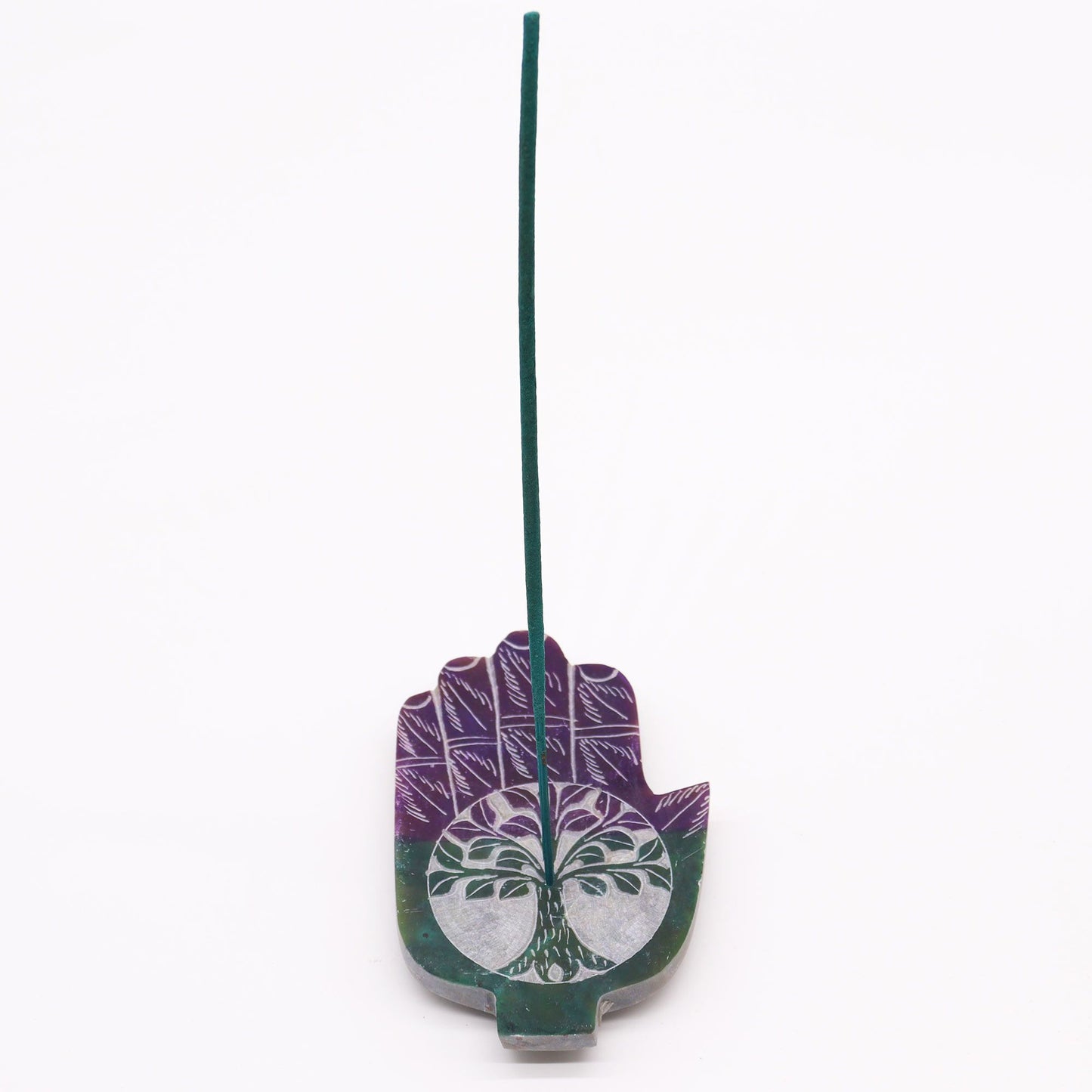 Porta-incienso Med Hamsa de Esteatita 13x9cm - Árbol de la Vida - Porta incienso de esteatita | El Bazar de Tizar