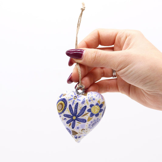 Decorative Wooden Heart Large - Floral Pink