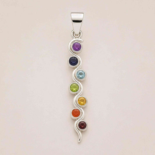 Colgante Devocional Indio - Baño de plata (Cordón de 45 cm) - Chakra de la serpiente - 7 piedras baño de plata chakra | El Ba