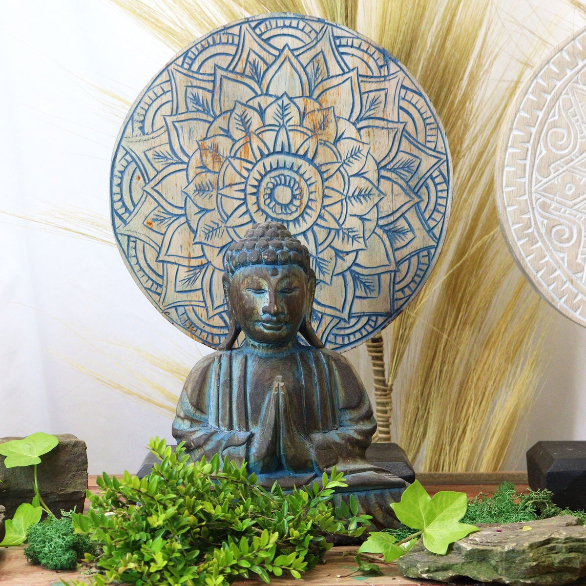 Buddha Feng Shui Set - Floral Mandala - Blue