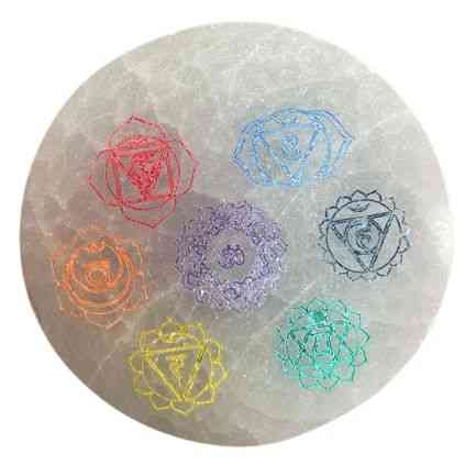 Placa de Carga Pequeña 8cm - Diseño Chakra - color - Placas de Selenita