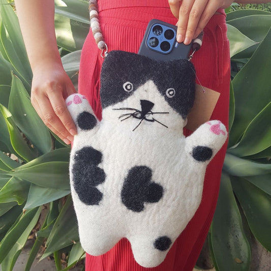 Stacy el bolso de fieltro Flat Cat | Bolsos de Fieltro | El Bazar de Tizar