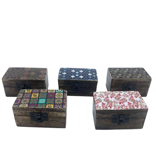Pilulier en bois 9x5x4cm - Meena Work - Assortiment
