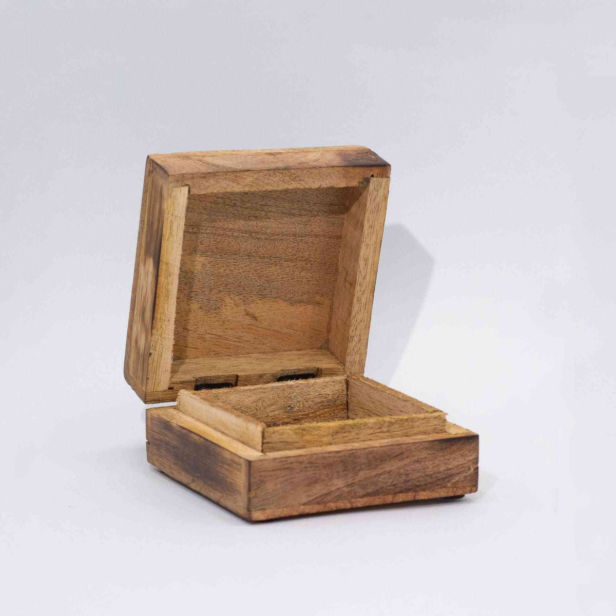 Petite boîte carrée émaillée 10x10x4.2cm - Champignon vert-bleu