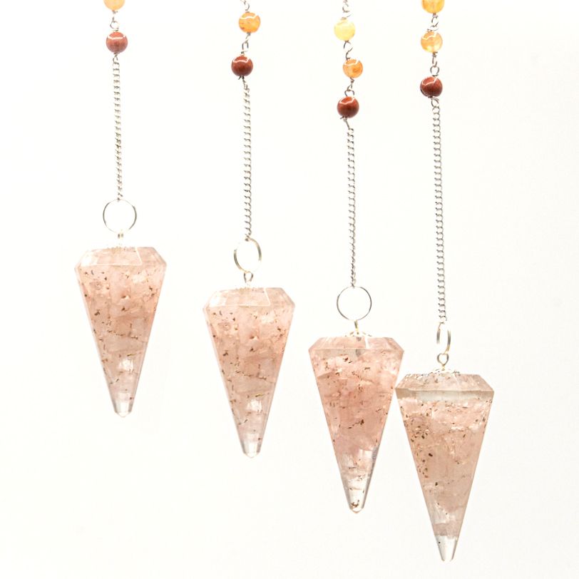 Péndulo de orgonita Power Chakra - Cuarzo rosa - Péndulos de Chakra de Orgonita, chakra