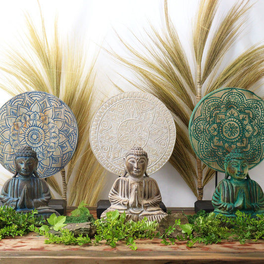 Buddha Feng Shui Set - Floral Mandala - Blue