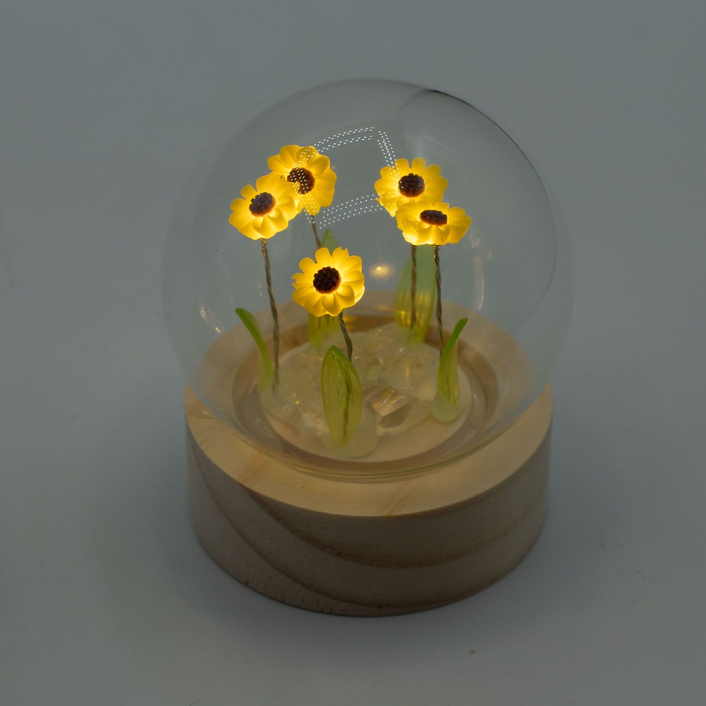 Domo de jardín Floral Glow - 5 girasoles - Batería LED - Domo de jardín con brillo floral | El Bazar de Tizar