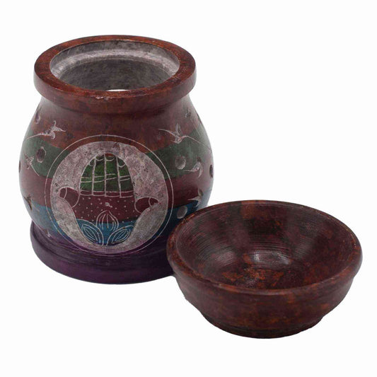 Quemador de Aceite de Esteatita 10cm - Hamsa - Cinco Colores - Quemador de aceite de esteatita | El Bazar de Tizar