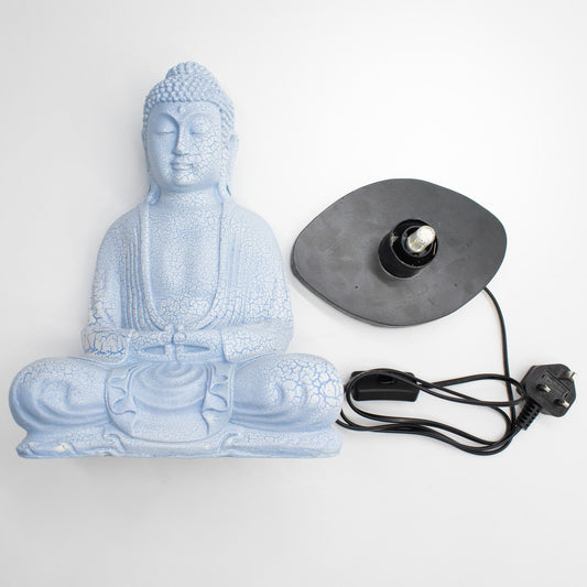 Sky blue Buddha lamp for meditation - oval stand
