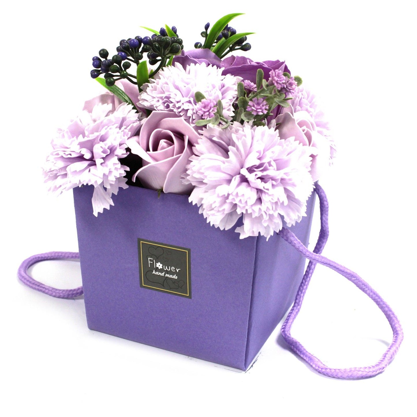 Bouquet Flores Jabón · Rosas Moradas