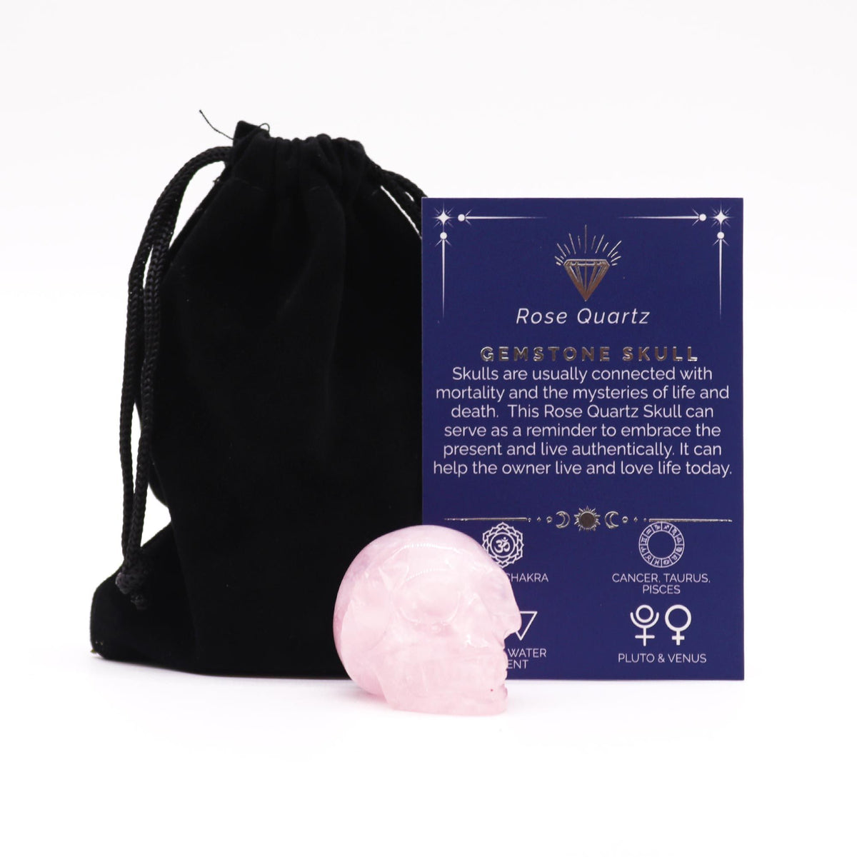 Piedra Preciosa Calavera Pequeña - Cuarzo Rosa - 40x30x28mm - Figuras de Piedras Preciosas