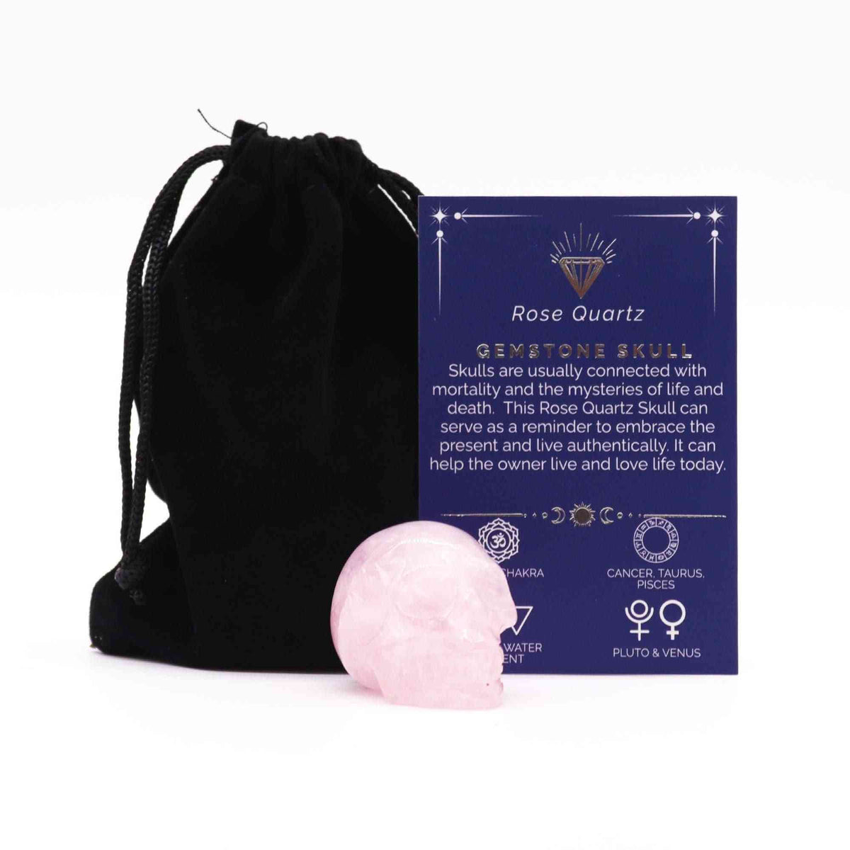 Piedra Preciosa Calavera Pequeña - Cuarzo Rosa - 40x30x28mm - Figuras de Piedras Preciosas