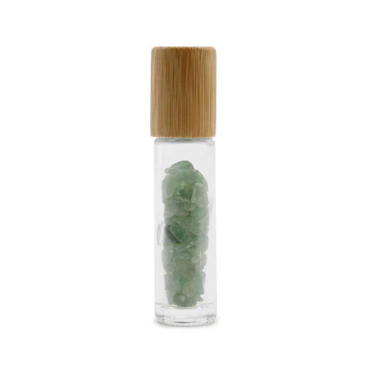 Botella de rodillo de aceite esencial de piedras preciosas - Aventurina - Tapa de madera - Botellas Roll-on con gemas 10ml