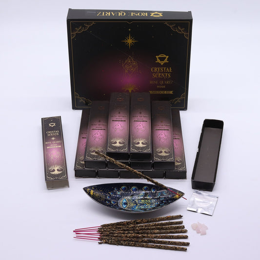 Incienso de purificación con aroma a cuarzo rosa cristal - Rosa - Incienso Smudge de Crystal Scents, Artisan Product