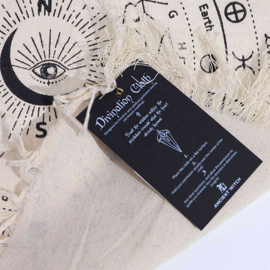 Tela de adivinación con péndulo de bruja antigua - Ojo que todo lo ve - Natural y negro