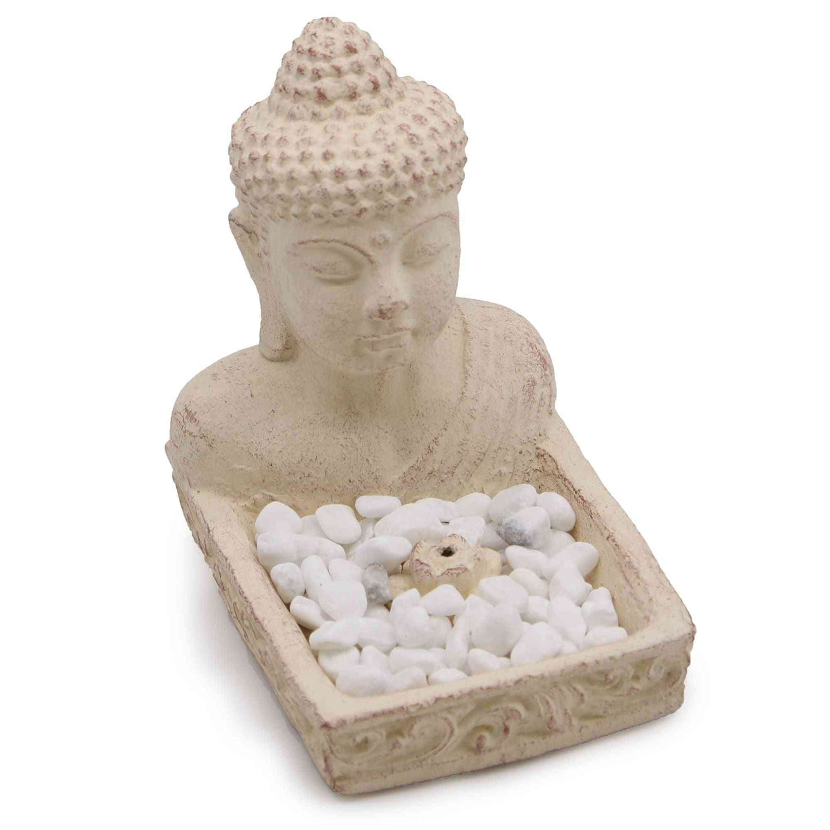 Incienso Buda Feng Shui (crema) - Porta incienso y portavelas de piedra | El Bazar de Tizar