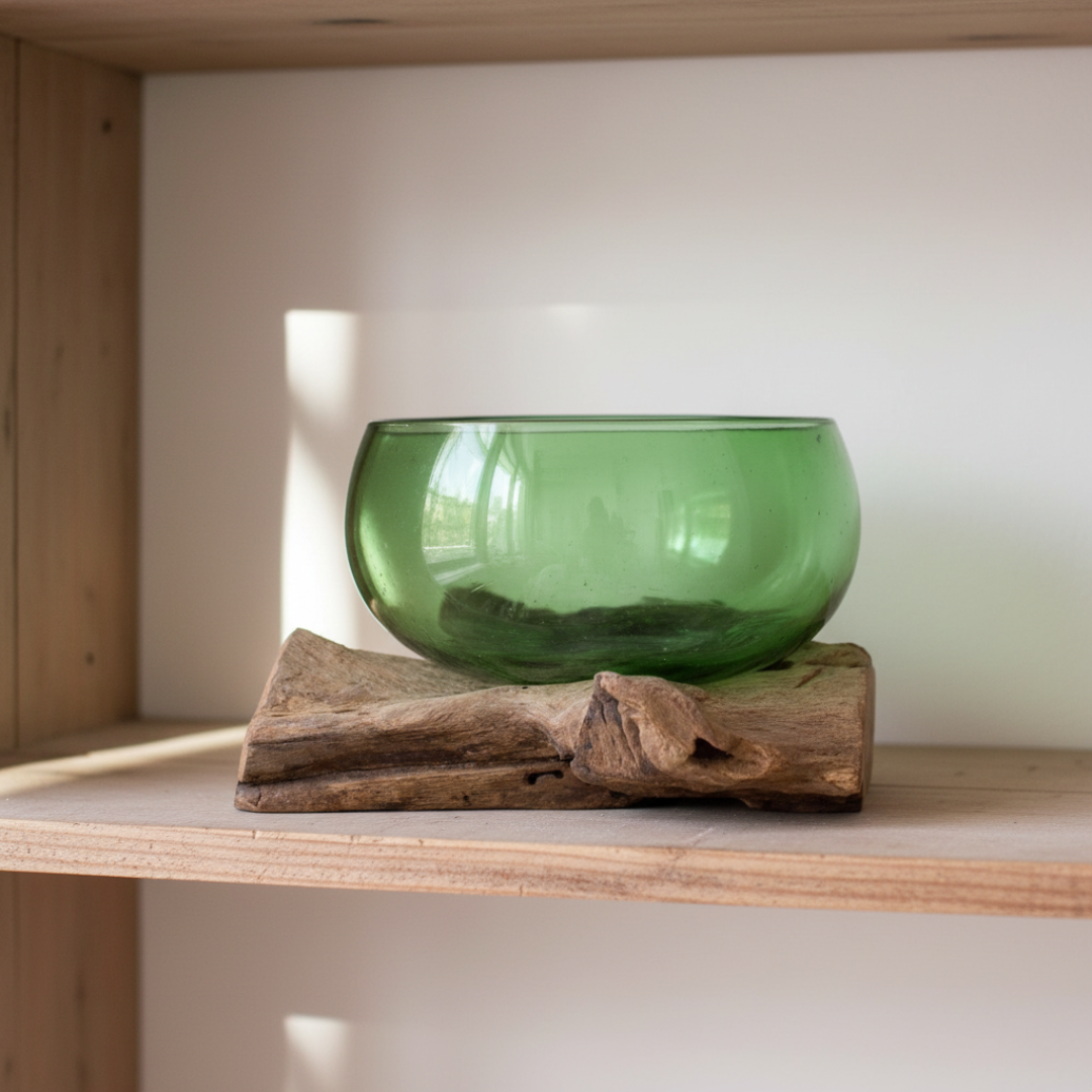 Botellas de cerveza recicladas - Cuenco Ancho en Madera