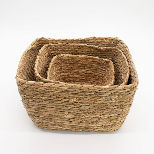 Cestas cuadradas de hierba marina - Natural - Juego de 3