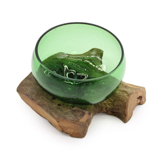 Recycled Beer Bottles - Wide Wooden Bowl