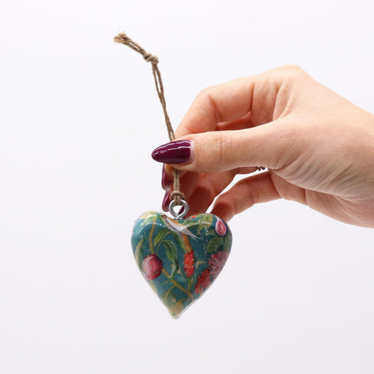 Large Decorative Wooden Heart - Birds and Flowers