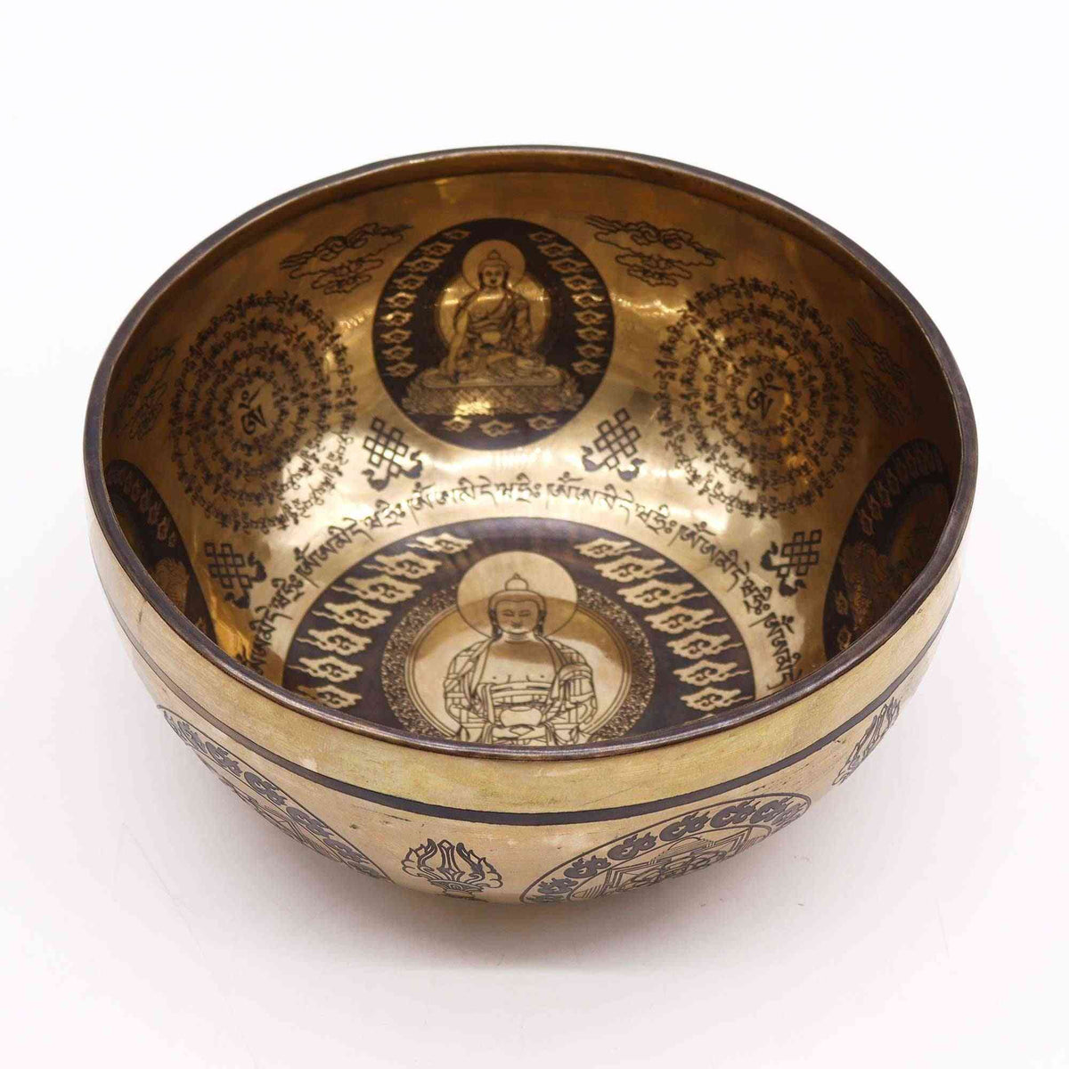 Cuenco Tibetano Curativo Grabado - 21cm - 5 Budas - Artículos Tibetanos