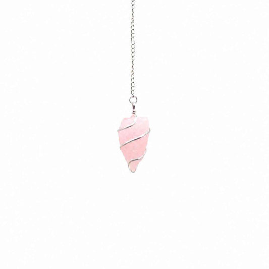 Raw Gemstone Pendulum - Rose Quartz - Péndulos Especiales Mágicos