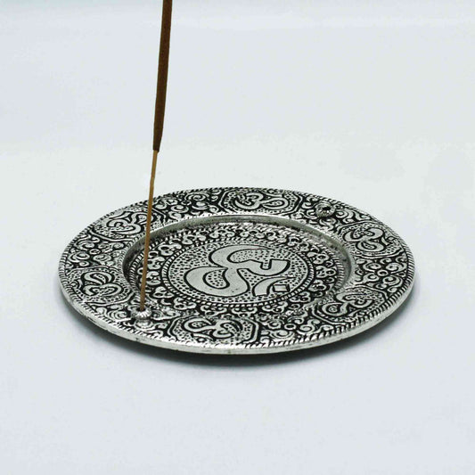 Porta Incienso Redondo Om Aluminio Pulido 11cm - Portainciensos de aluminio hechos a mano