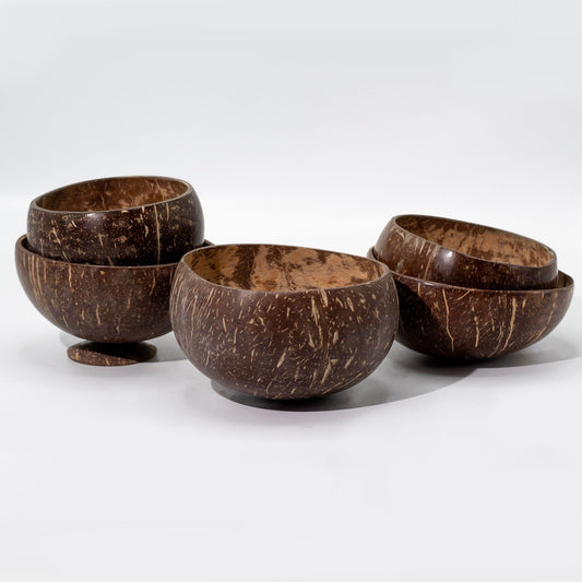 Small natural coconut bowl with stand