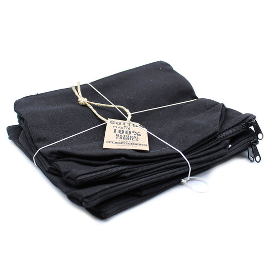 Neceser de algodón negro 10 oz - bolso mediano