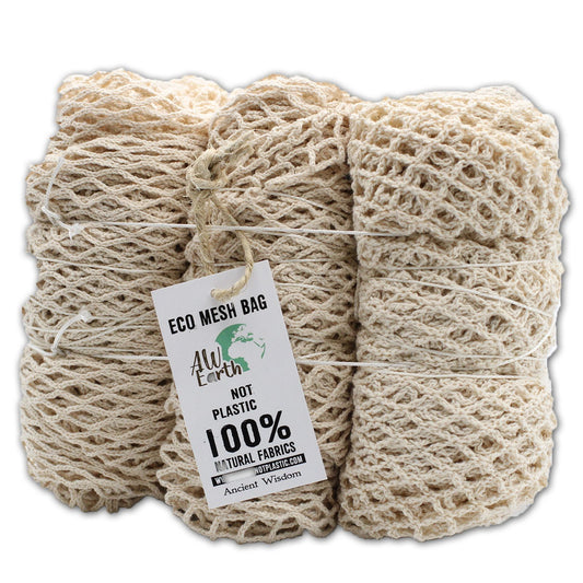 Bolsa de Malla de Algodón Puro - Natural - Bolsa de Malla de Algodón y Yute Suave Puro