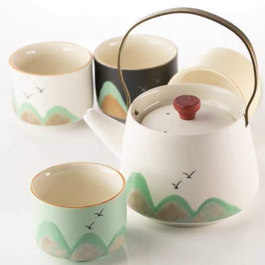 Mil millas - Juego de té - Cuatro tazas - Paño ceremonial y mango de bambú | Juego de tetera de hierbas | El Bazar de Tizar