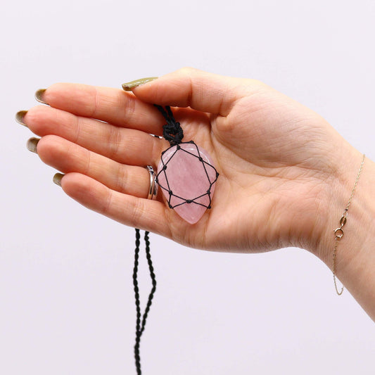 Intertwined Gemstone Teardrop Pendant - Rose Quartz